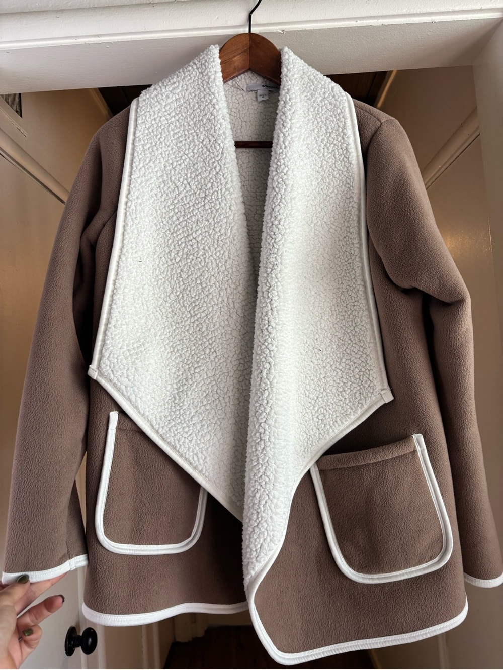 Sonoma Taupe Teddy Jacket with White Sherpa Collar
